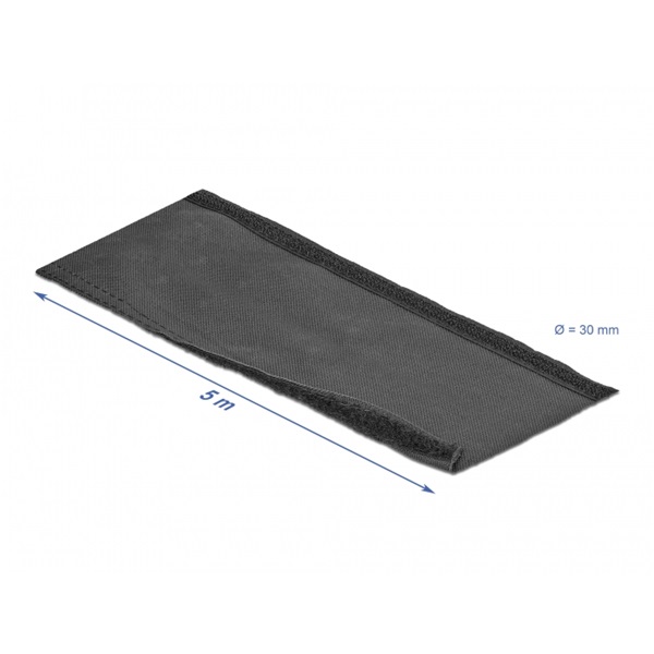 Delock 19191 Szőtt tépőzáras karmantyú 5 m x 30 mm-es, fekete