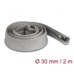Delock 20831 2mx30mm szürke hőálló zipzáras fonott kábelharisnya