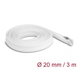 Delock 20833 3mx20mm fehér hőálló zipzáras fonott kábelharisnya