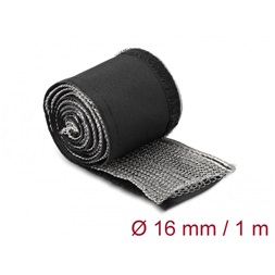 Delock 20840 hőálló EMI Shielding 1mx16mm fekete tépőzáras fonott kábelharisnya