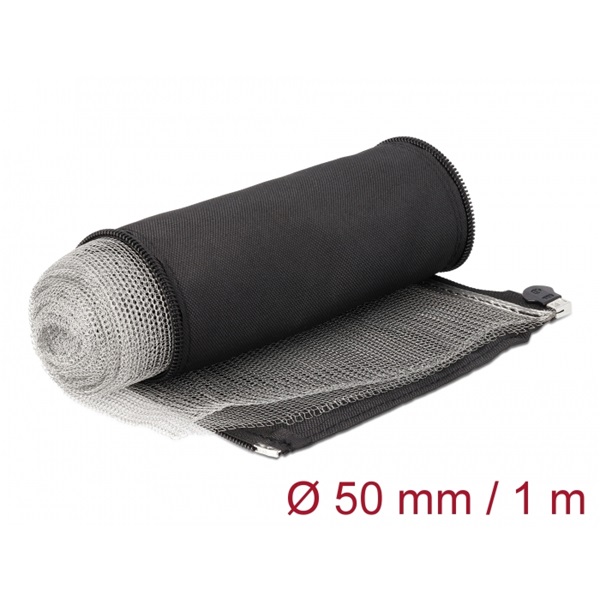 Delock 20849 hőálló EMI Shielding 1mx50mm fekete zipzáras fonott kábelharisnya