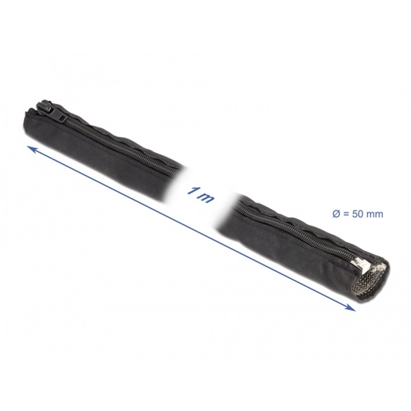 Delock 20849 hőálló EMI Shielding 1mx50mm fekete zipzáras fonott kábelharisnya