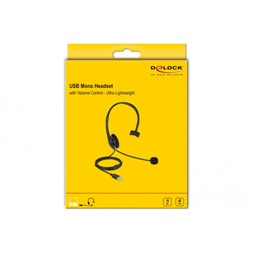 Delock 27177 ultrakönnyű USB fekete mono headset