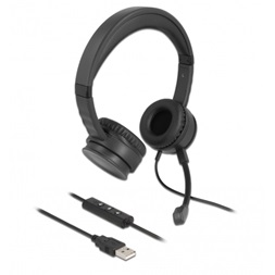 Delock 27180 USB fekete mikrofonos fejhallgató