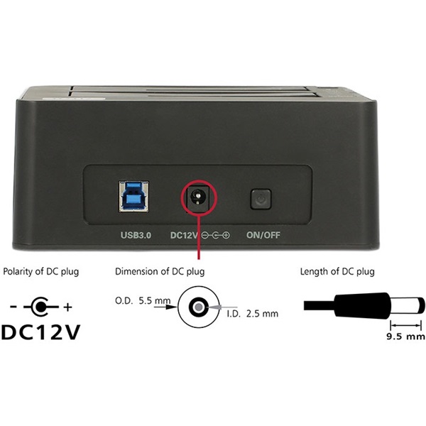 Delock 62661 USB 3.0 SATA HDD duál dokkoló állomás