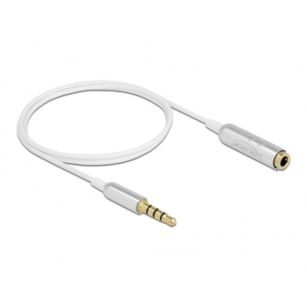Delock 66072 4tűs 3,5mm Jack apa > anya 50cm fehér hosszabbító kábel