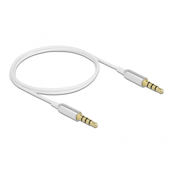 Delock 66073 4tűs 3,5mm Jack apa > apa 50cm fehér összekötő kábel