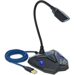 Delock 66330 Asztali USB csatlakozású hattyúnyak mikrofon játékhoz némító gombbal