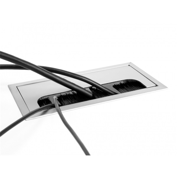 Delock 66862 280x80x28mm asztalba szerelhető kefés ezüst kábelrendező