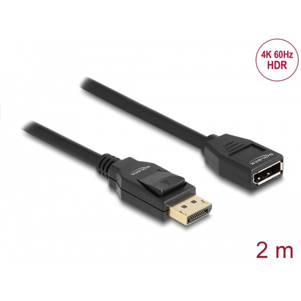 Delock 80002 2m DisplayPort 1.2 4K 60 Hz bővítőkábel