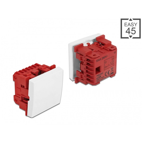 Delock 81359 Easy 45 45x45mm egypólusú/egyirányú fehér egyes kapcsoló