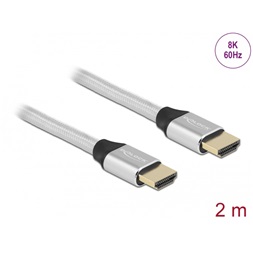 Delock 85367 2m Ultra nagy sebességű HDMI 48Gbps 8K 60Hz ezüst kábel