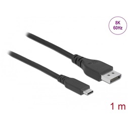 Delock 86038 1m USB-C - DisplayPort 8K 60Hz kétirányú kábel