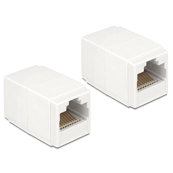 Delock 86249 Adapter, RJ45-aljzat > RJ45-aljzat, Cat.6 UTP kompakt fehér