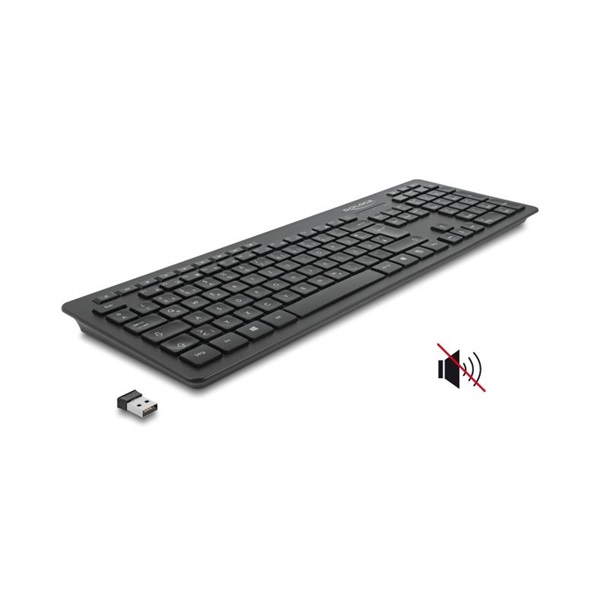 Delock 12004 NÉMET Vezetéknélküli USB klaviatúra 2,4 GHz Fekete - Néma