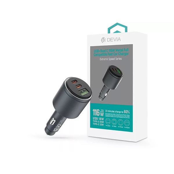 Devia ST112780 Extreme Speed Series 65W 2xUSB C/USB fekete gyorstöltő