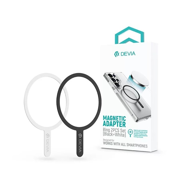 Devia ST124936 MagSafe mágneses autós tartóhoz fekete, fehér fém ellenlapka 2db/csomag