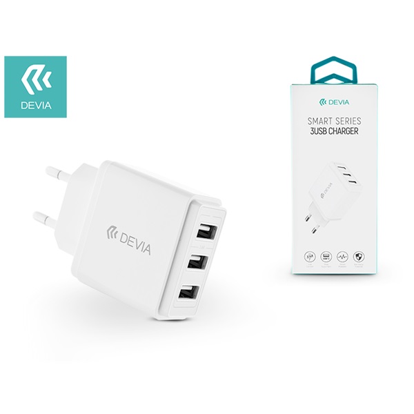 Devia ST320460 Smart 3,4A univerzális 3xUSB fehér hálózati töltő