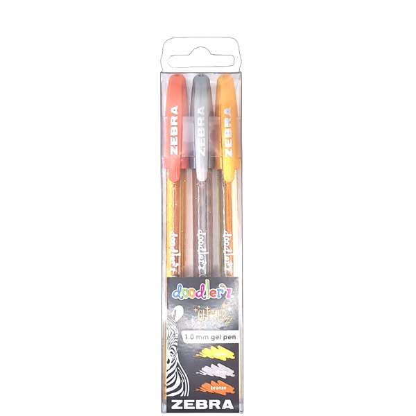 Zebra Doodlerz Glitter 3pcs set zselés toll