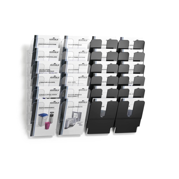 Durable Flexiplus A4 6 rekeszes fekete prospektustartó (Újracsomagolt)