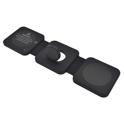 Dviced DV230003 15W 3in1 összecsukható fekete vezeték nélküli töltő állomás