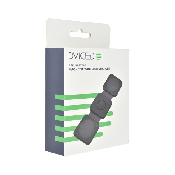Dviced DV230003 15W 3in1 összecsukható fekete vezeték nélküli töltő állomás