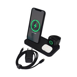 Dviced DV230005 15W 3in1 fekete vezeték nélküli töltő állomás + adapter & kábel