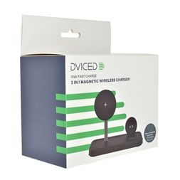Dviced DV230005 15W 3in1 fekete vezeték nélküli töltő állomás + adapter & kábel