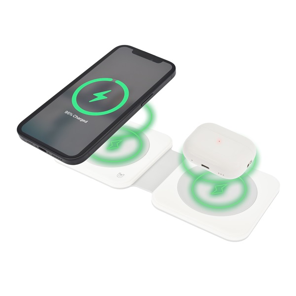 Dviced DV230007 15W 2in1 összecsukható fehér vezeték nélküli töltő állomás