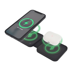 Dviced DV230008 15W 2in1 összecsukható fekete vezeték nélküli töltő állomás