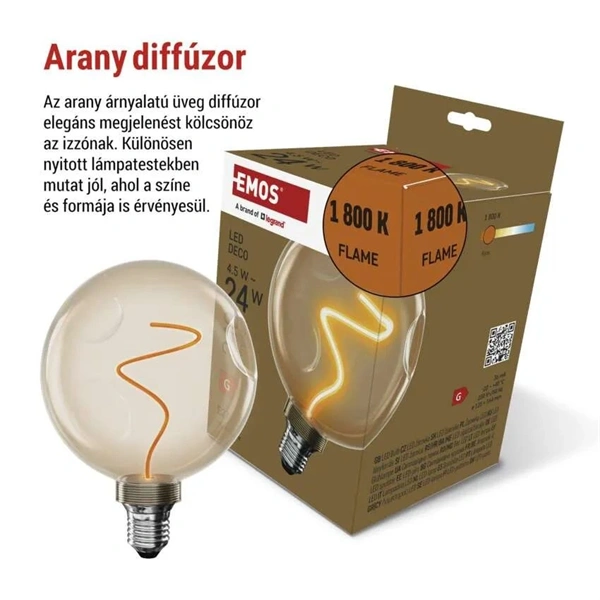 EMOS Z50B11 LED DECO "BURGEON" CG125A 4.5W 24W 240lm E27 izzó