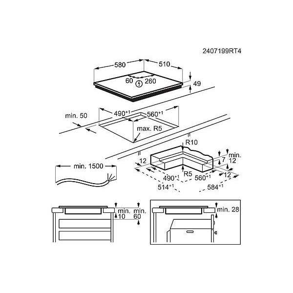 Electrolux EIS62453IT SenseBoil fekete, beépíthető, indukciós, főzőzóna:4, méret:60cm, főzőlap