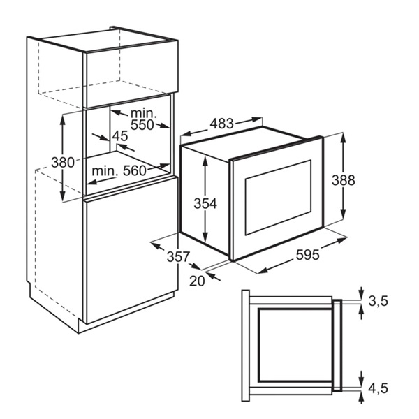 Electrolux EMS4253TEX 1000W 25L ezüst beépíthető mikrohullámú sütő