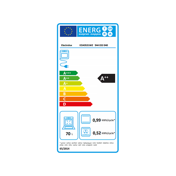 Electrolux EOA9S31WZ fekete, beépíthető, sütőtér: 70L, grill, légkeverés, sütő