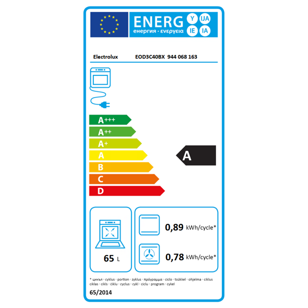 Electrolux EOD3C40BX inox, beépíthető, sütőtér: 65L, grill, légkeverés, katalitikus, sütő
