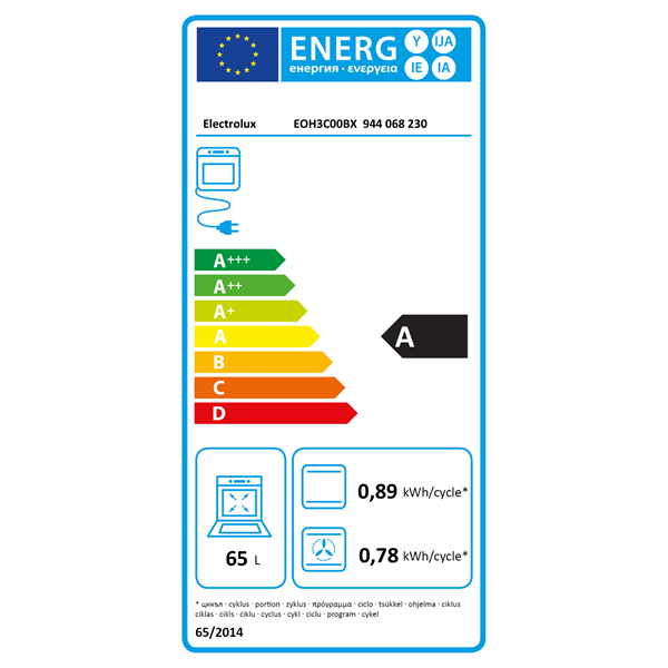 Electrolux EOH3C00BX inox, beépíthető, sütőtér: 65L, grill, légkeverés, katalitikus, sütő