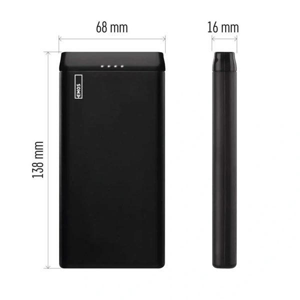 Emos B0526B ALPHA 10S, 10000 mAh, 10 W, fekete power bank