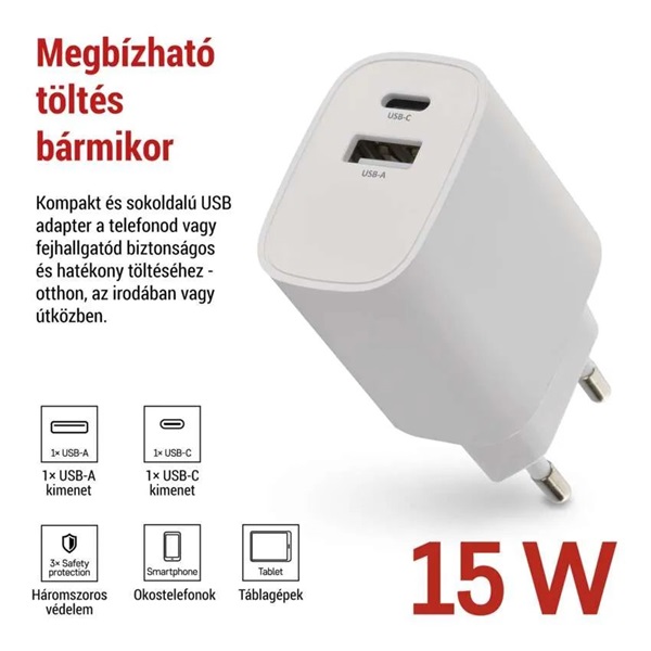 Emos BASIC 15 W max. univerzális USB töltő