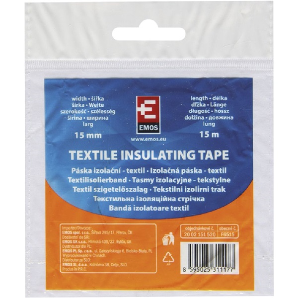 Emos F6515 15 mm x 15 m fekete textil szigetelőszalag