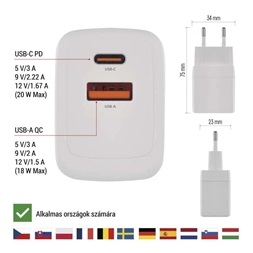 Emos GaN PD 20 W max. univerzális USB töltő