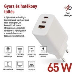 Emos GaN PD 65 W max. univerzális USB töltő