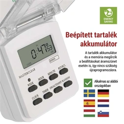 Emos P5525N IP44 kültéri fehér digitális kapcsoló aljzat