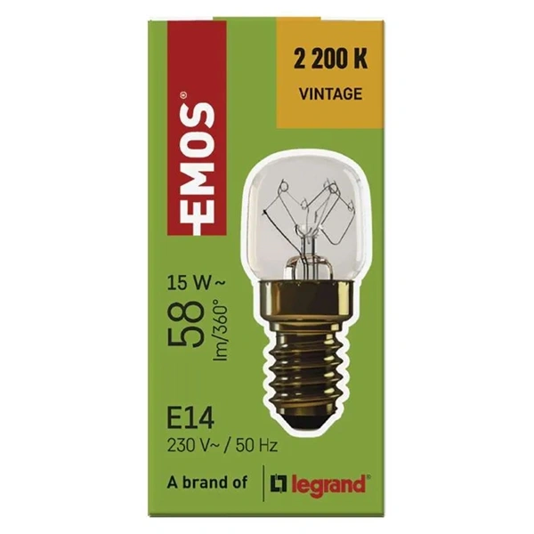 Emos T22 300°C 15W 58lm E14 WW+ sütő izzó