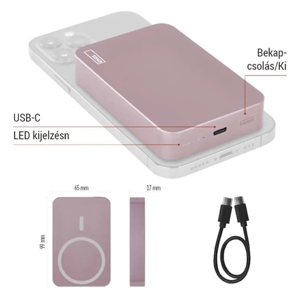 Emos WI 1046, 10 000 mAh, 20 W+Wireless, lazac powerbank
