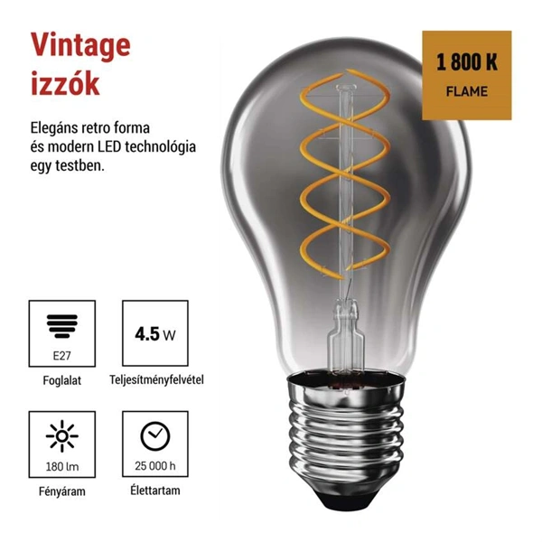 Emos Z55311 LED DECO "SMOKED" A60 4.5W 19W 180lm E27 izzó