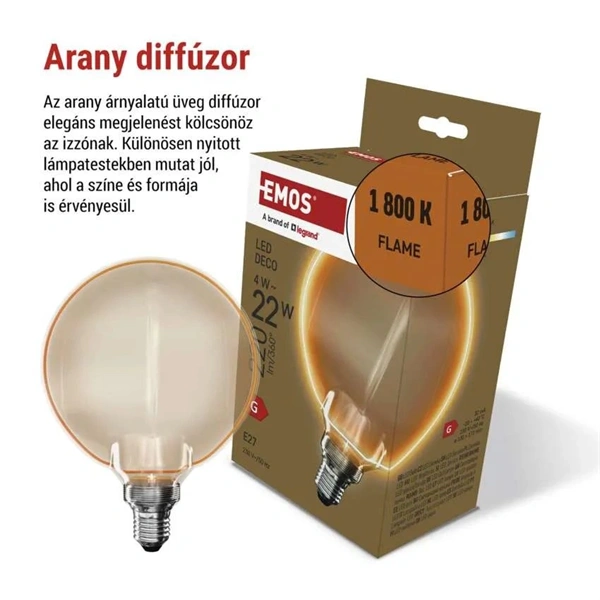 Emos Z5BO11 LED DECO "O-RING" G130OA 4W 22W 220lm E27 izzó