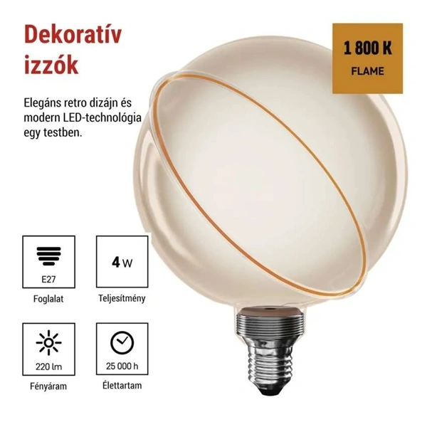 Emos Z5CS11 LED DECO "SATURN" G130SRA 4W 22W 220lm E27 izzó