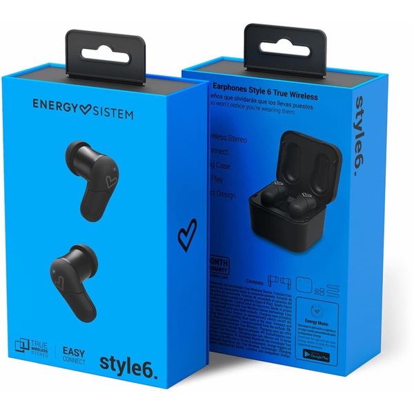 Energy Sistem EN 447312 Earphones Style 6 True Wireless Bluetooth fekete fülhallgató