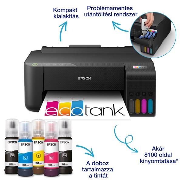 Epson EcoTank L1270 színes nyomtató WiFi, 8100/6500 oldal tintával (Újszerű)