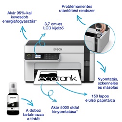 Epson EcoTank M2120 mono nyomató MFP, WiFi, 5000 oldal tinta a dobozban